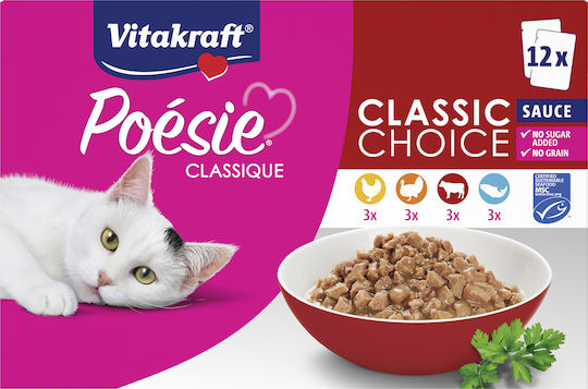 Vitakraft Wet Food for Cats with Beef, Poultry and Fish 12x85gr