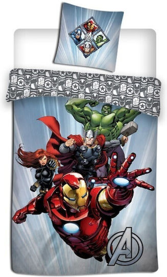 Aymax Avengers Σετ Παιδική Παπλωματοθήκη Μονή με Μαξιλαροθήκη Πολύχρωμη 140x200εκ.