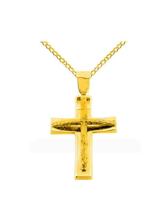 Herren Gold Kreuz 14K mit Kette