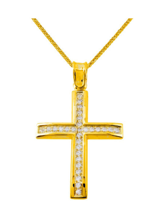 Damen Gold Kreuz 9K mit Kette