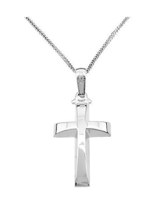 Herren Weißgold Kreuz 14K mit Kette