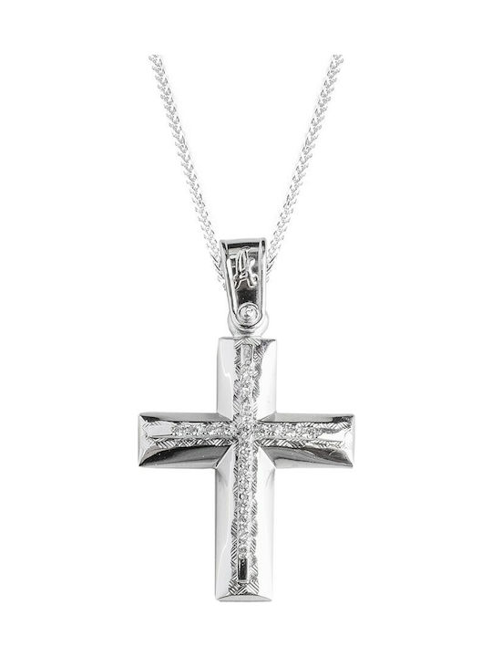 Damen Weißgold Kreuz 14K