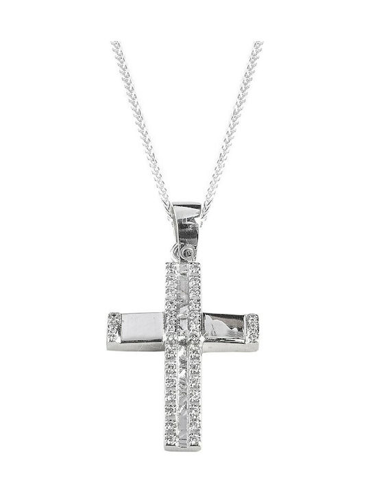 Damen Weißgold Kreuz 14K