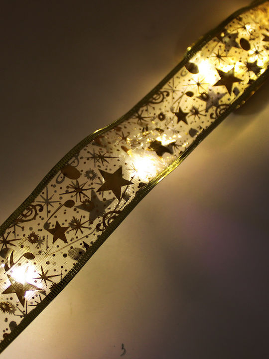 Stars Lighted Christmas Ribbon White 10x5cm 1pc