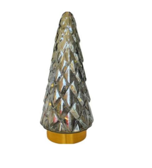 Christmas Decorative Illuminated Tree 11cm Battery Silver Tree