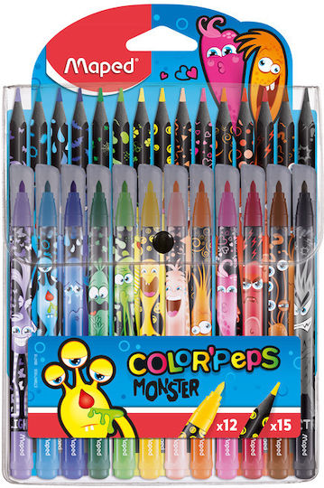 Maped Color'peps Monster Μαρκαδόροι Ζωγραφικής Νερού Σετ 12 Χρώματα