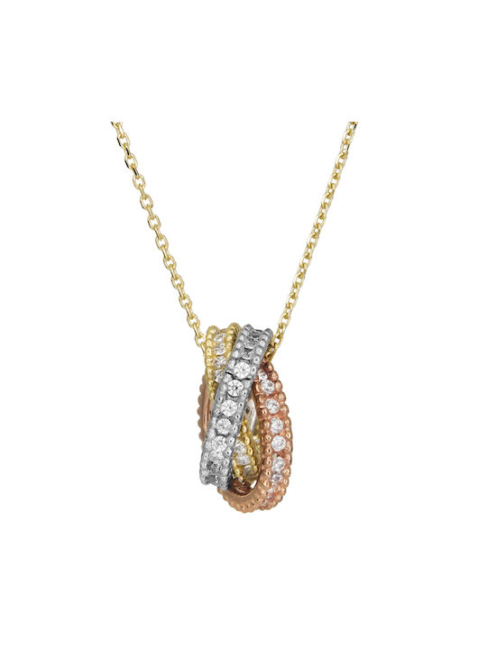 Necklace with tricolor pendant 14K 025903 025903 Gold 14 Carat gold