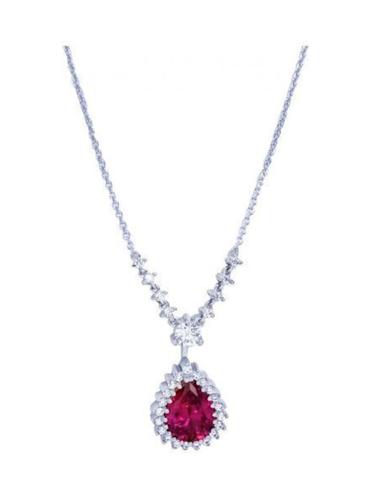 Necklace 14K White gold with zircon