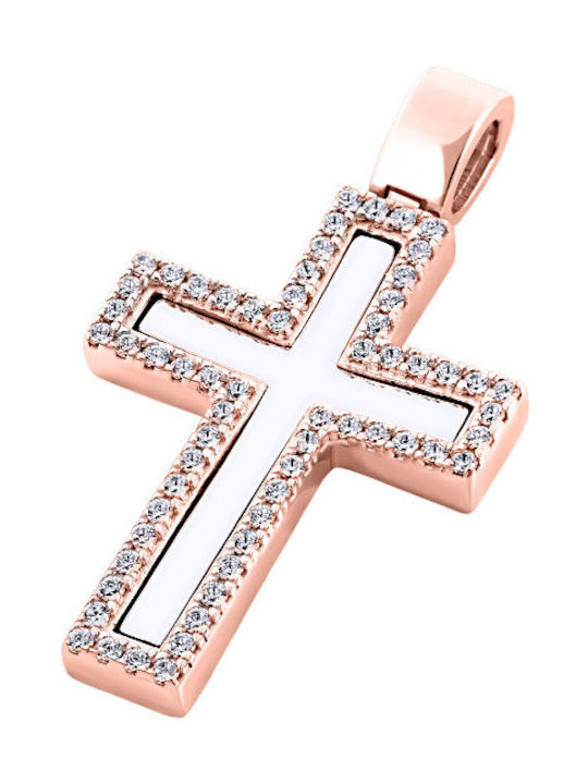 14K Rose gold women's cross, T00118