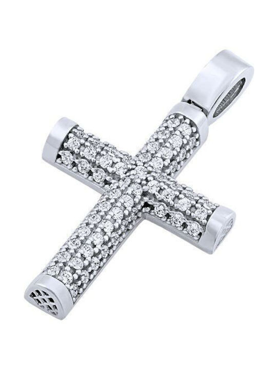 14K White gold women's cross, T01119