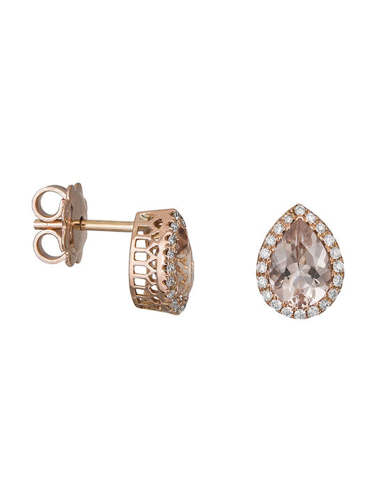 Tear earring with morganite K18 030603 030603 18 Carat Gold