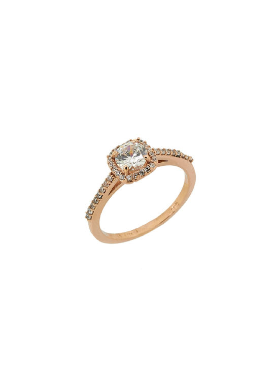 14K Rose Gold Bread ring in pink gold with cubic zirconia ΔK0998