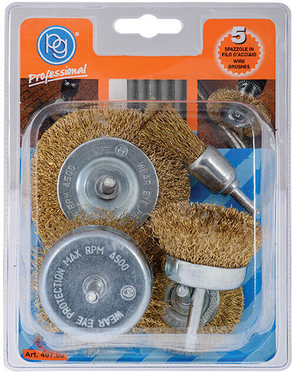 PG 497.02 Wire Brush Bell for Drill Set of 5pcs