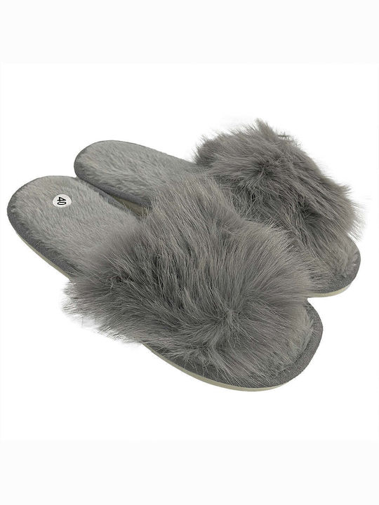 Ustyle Women's Slippers with Fur Gray