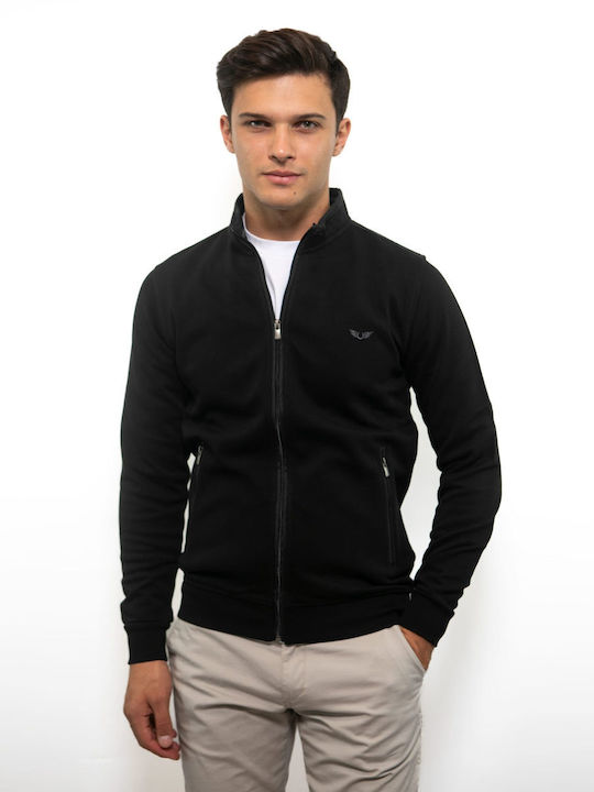 Side Effect Men's Cardigan with Zipper Black