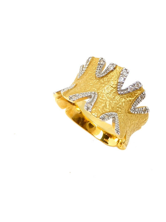 Polytimo Damen Ring mit Zirkonia aus Weißgold 14K