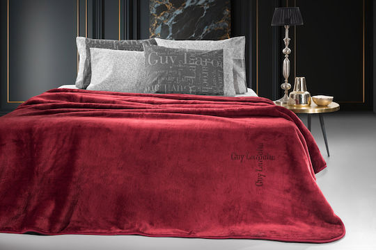 Guy Laroche Logo Κουβέρτα Βελουτέ Μονή 160x220εκ. Burgundy