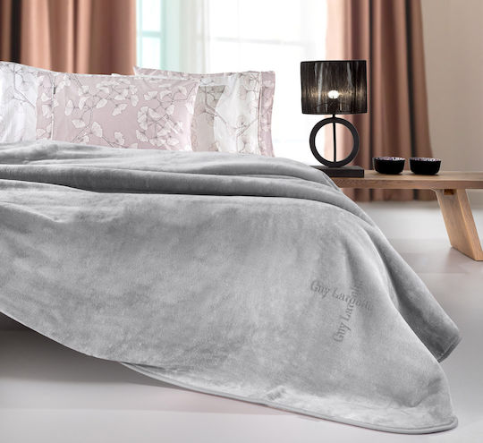 Guy Laroche Velvet Blanket Double 220x240cm Silver