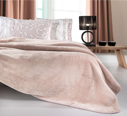 Guy Laroche Logo Pătură Catifea Simplă 160x220 cm Pudră