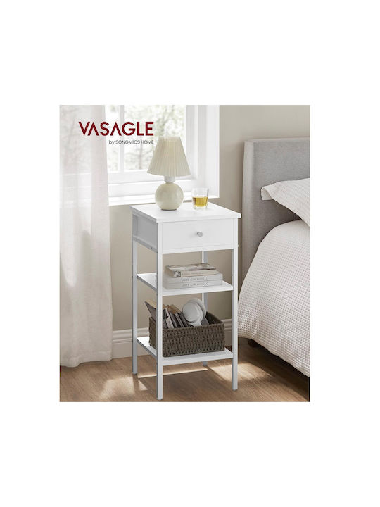 Wooden Bedside Table with Metal Legs White 35x3...