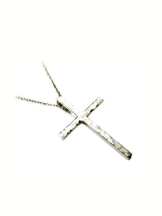 Polytimo White Gold Cross 18K with Chain