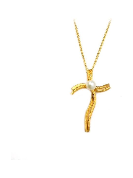Polytimo Cruci Femeie Aur 14K cu Lanț