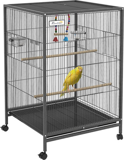 Pawhut Ξύλινο Κλουβί Πτηνών Bird 48x46x74εκ. Γκρι