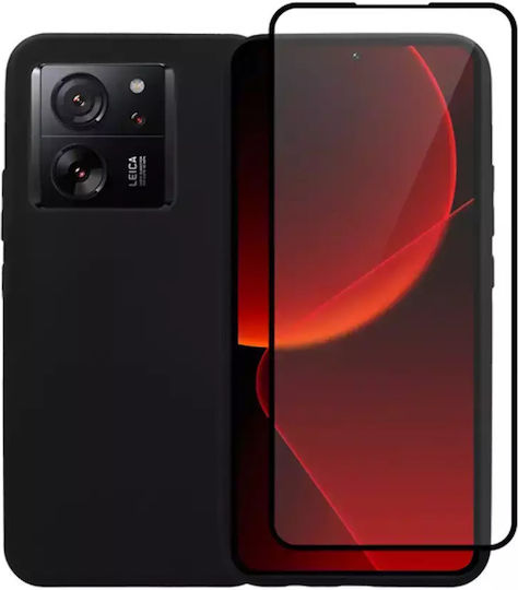 Vivid Set Umschlag Rückseite Silikon Set mit Glas Schwarz (Xiaomi 13T / 13T ProXiaomi 13T / 13T Pro)