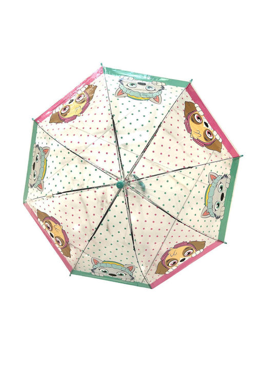 Kinder Regenschirm Gebogener Handgriff Automatisch Weiß mit Durchmesser 76cm.