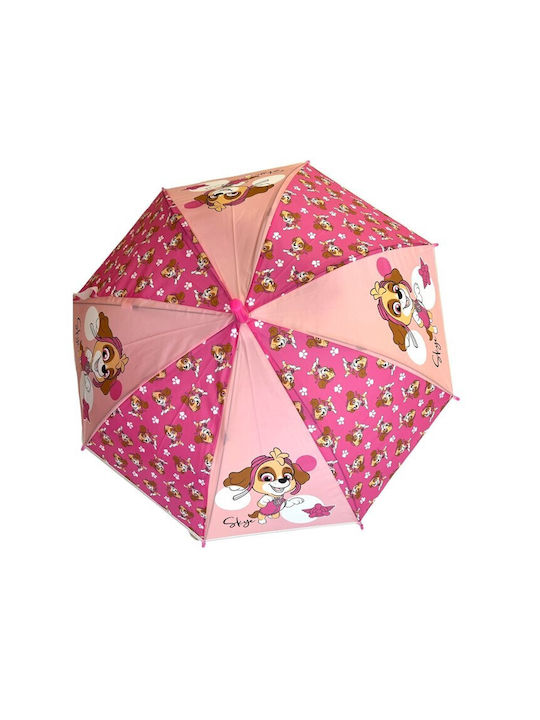 Kids Curved Handle Auto-Open Umbrella with Diameter 76cm Pink