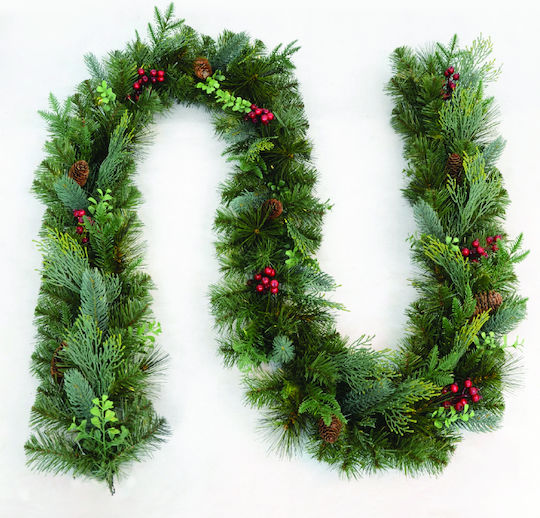 Aca Berries & Cones Christmas Garland Green 50x50cm 1pc