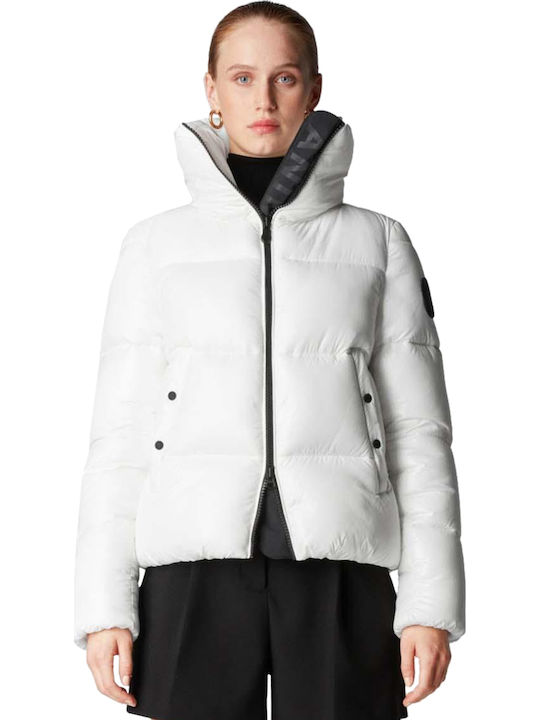 Women's Short Puffer Jacket for Winter White