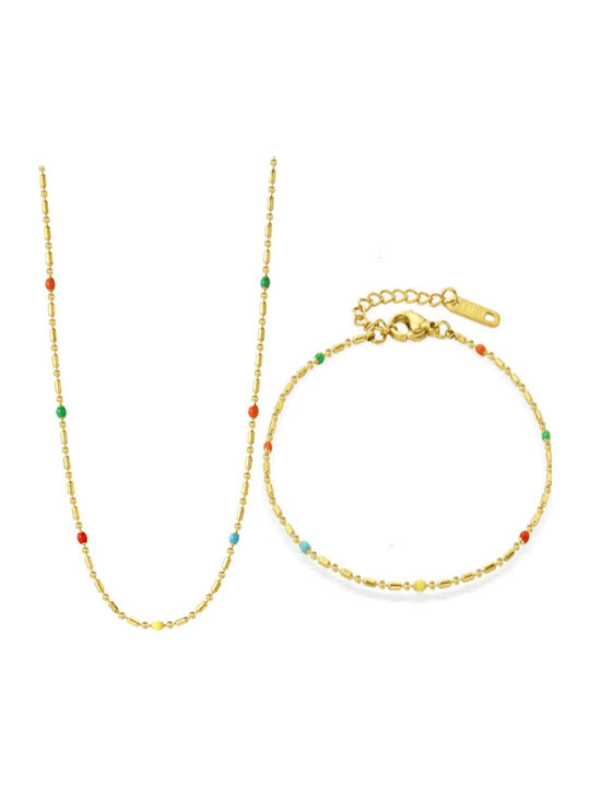 Callajewels Σετ με Κολιέ & Βραχιόλι από Ατσάλι Επιχρυσωμένο