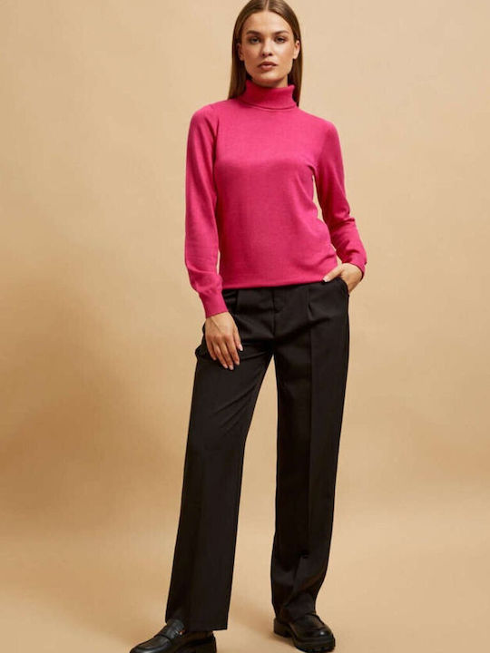 Make your image Women's Long Sleeve Sweater Turtleneck Fuchsia