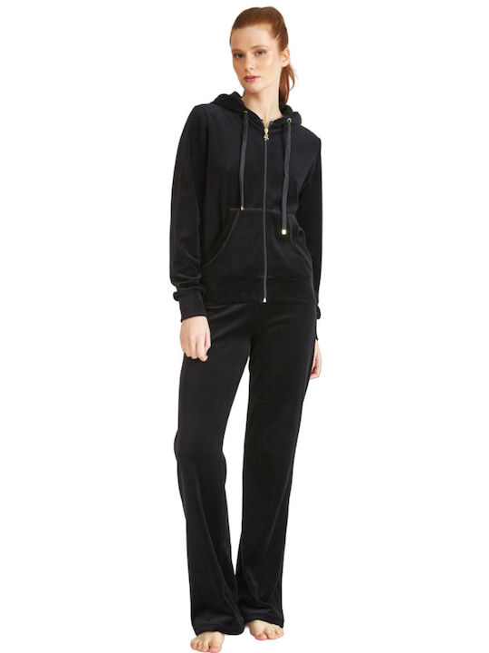 Harmony Winter Velvet Women's Pyjama Pants Black