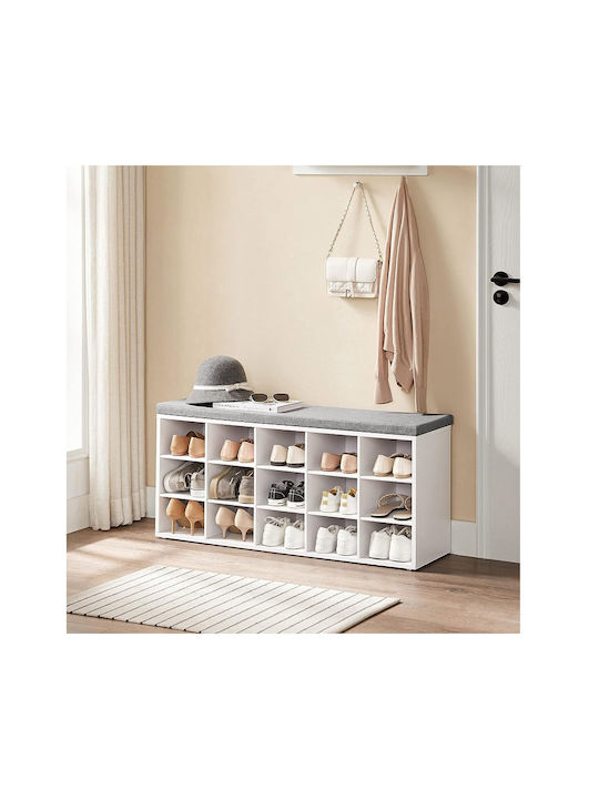 Holz Schuhschrank mit 15 Regalen Weiß L105xW30x...