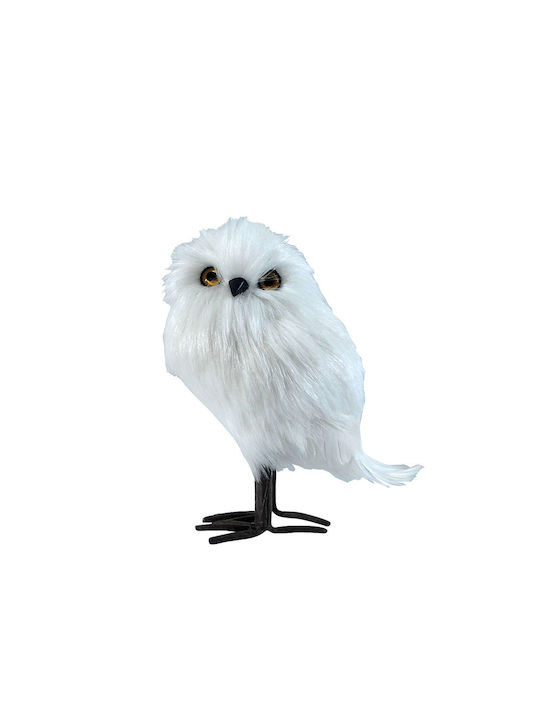 Lianos Christmas Fabric Figure Owl White 17x17x10cm Decorative