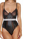 Comfort Lingerie Bodysuit with Mesh Black