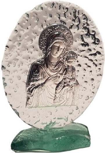 Moda Mostra Saint Icon Virgin Mary Holding the Infant Silver 10x12.5cm