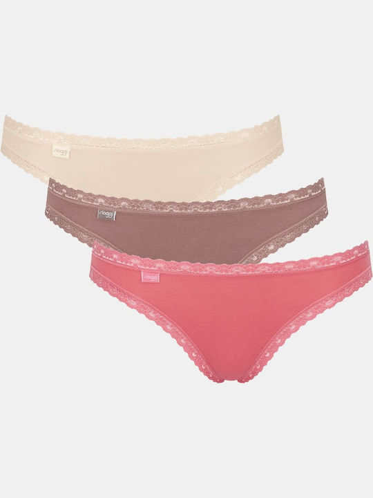 Sloggi Baumwolle Damen Brasilien 3Pack Mehrfarbig