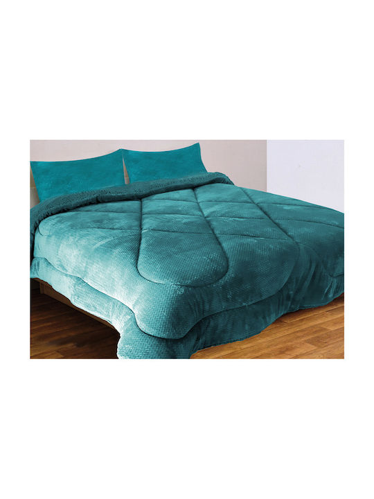 Mc Decor Κουβερτοπάπλωμα Σετ Μονό 160x230εκ. Waves Turquoise 2τμχ 550 GSM