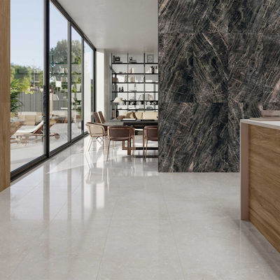 Placă de gresie Limestone Cold Glossy 60x120 cm