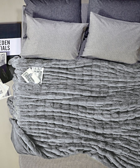 Kentia Lilah Κουβέρτα Γούνινη King Size 260x230εκ. Γκρι
