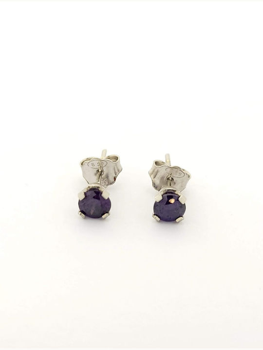 Kirkikosmima Kids Earrings Studs with Stones made of White Gold 14K