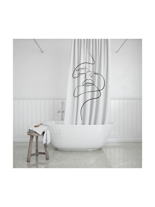 Estia Line Art Κουρτίνα Μπάνιου 180x200cm Λευκή
