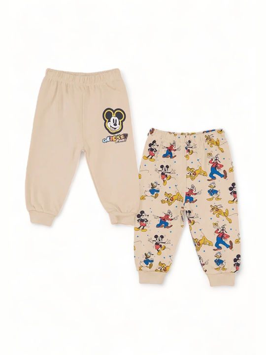 Disney Παιδικό Παντελόνι Φόρμας Μπεζ 2τμχ Mickey