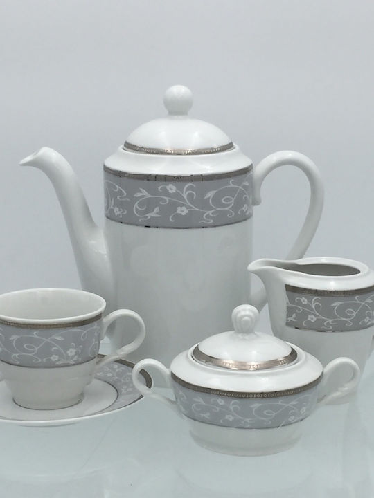 Emfasi Tea Set with Cup Porcelain Gray 1000ml 27pcs