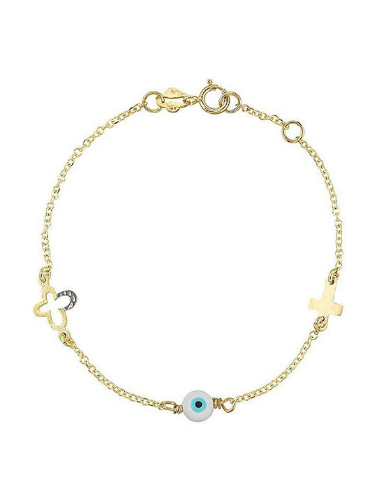 Verorama Kids Bracelet from Gold 14K with Σταυρό