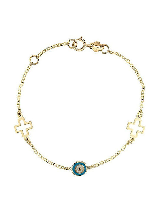 Verorama Kids Bracelet from Gold 14K with Σταυρό