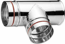 Inox Shell Ταφ Σύνδεσης Καπνοδόχου Inox 80mm Ασημί